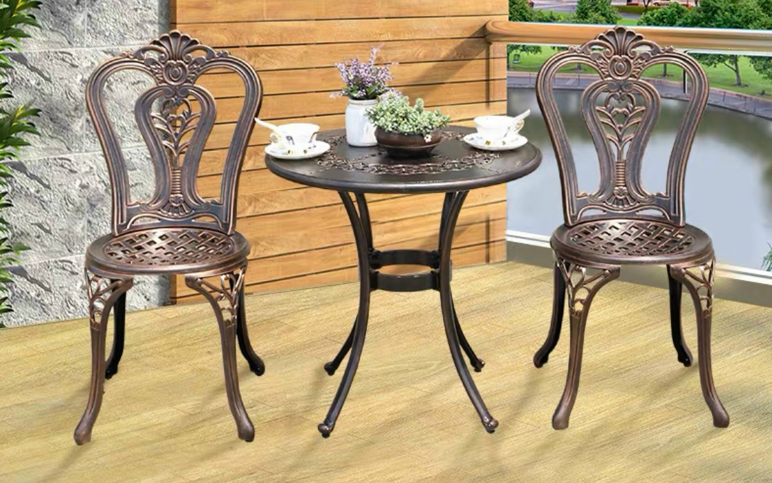 Bộ bàn trà bàn ăn sân vườn D60cm và 2 ghế  nhôm đúc siêu bền