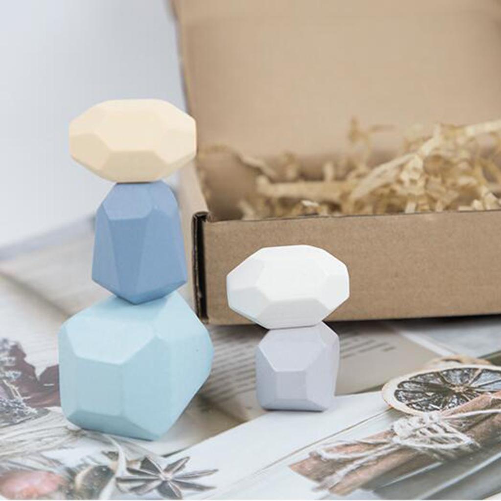 5/10/16pcs Wooden Balancing Building Stacking Rock Block Decoration