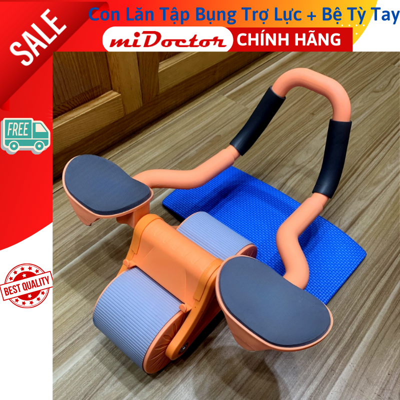 Con Lăn Tập Cơ Bụng Bánh Xe Trợ Lực Mi02 Thế Hệ Mới 2023 Hỗ Trợ Tập Plank Kèm Bệ Tỳ Tay, Đồng Hồ, Đệm Gối - Chính Hãng Midoctor - Con Lăn Mi02 Ko Đòng Hồ