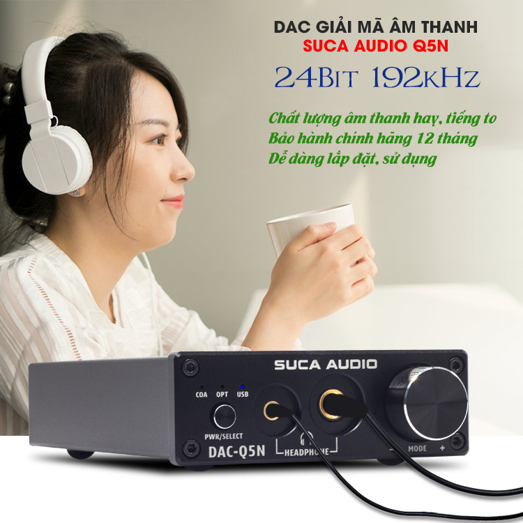 DAC giải mã âm thanh SUCA AUDIO Q5N - 24Bit 192kHz - Có cổng quang học - Tặng usb nhạc lossless - Hàng chính hãng