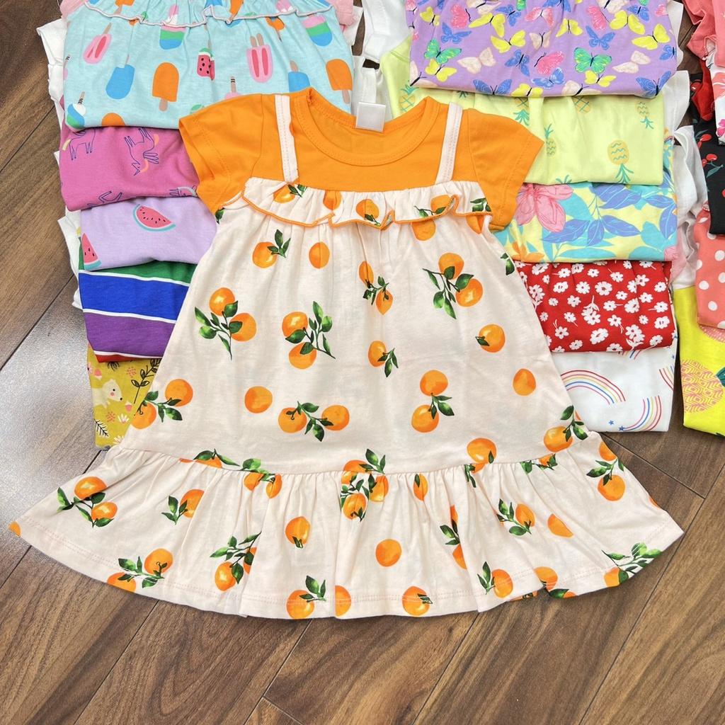 Đầm váy babydoll mùa hè cho bé gái size 5-18kg chất thun cotton mềm mịn mát
