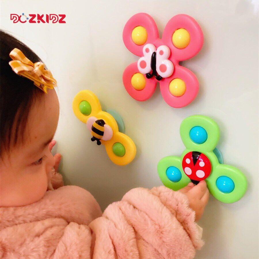 Đồ chơi trẻ em- Set 3 chong chóng hình cánh hoa và động vật (có miếng hút dán) - DOZKIDZ