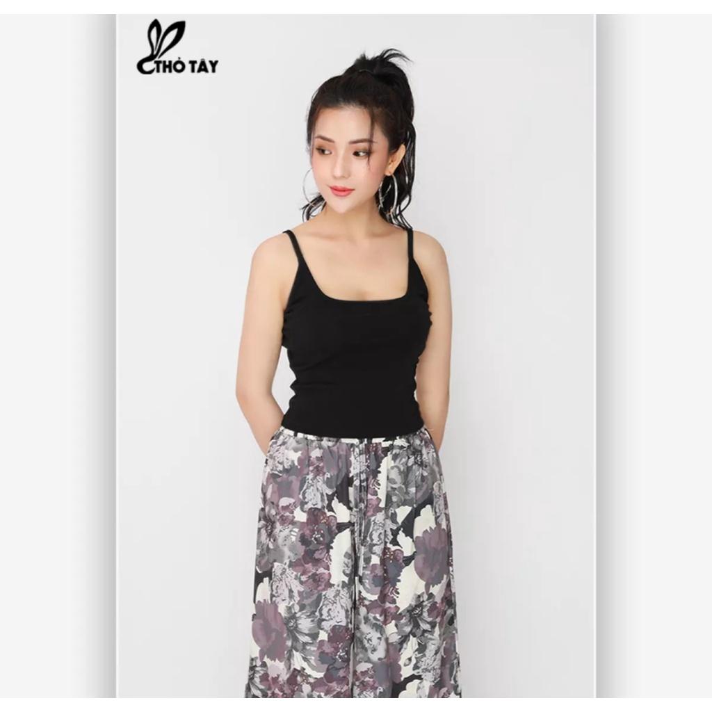 Áo Croptop mix Quần hoạ tiết ống suông Cực chất