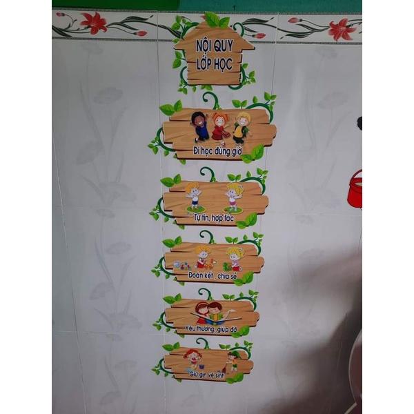 Decal nội quy lớp học vân gỗ