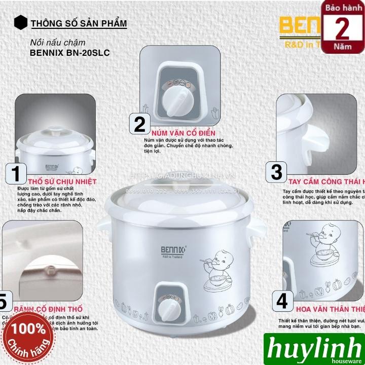 Nồi tiềm nấu cháo chậm Bennix BN-20SLC - 2 lít [40SLC - 4 lít] - Hàng chính hãng