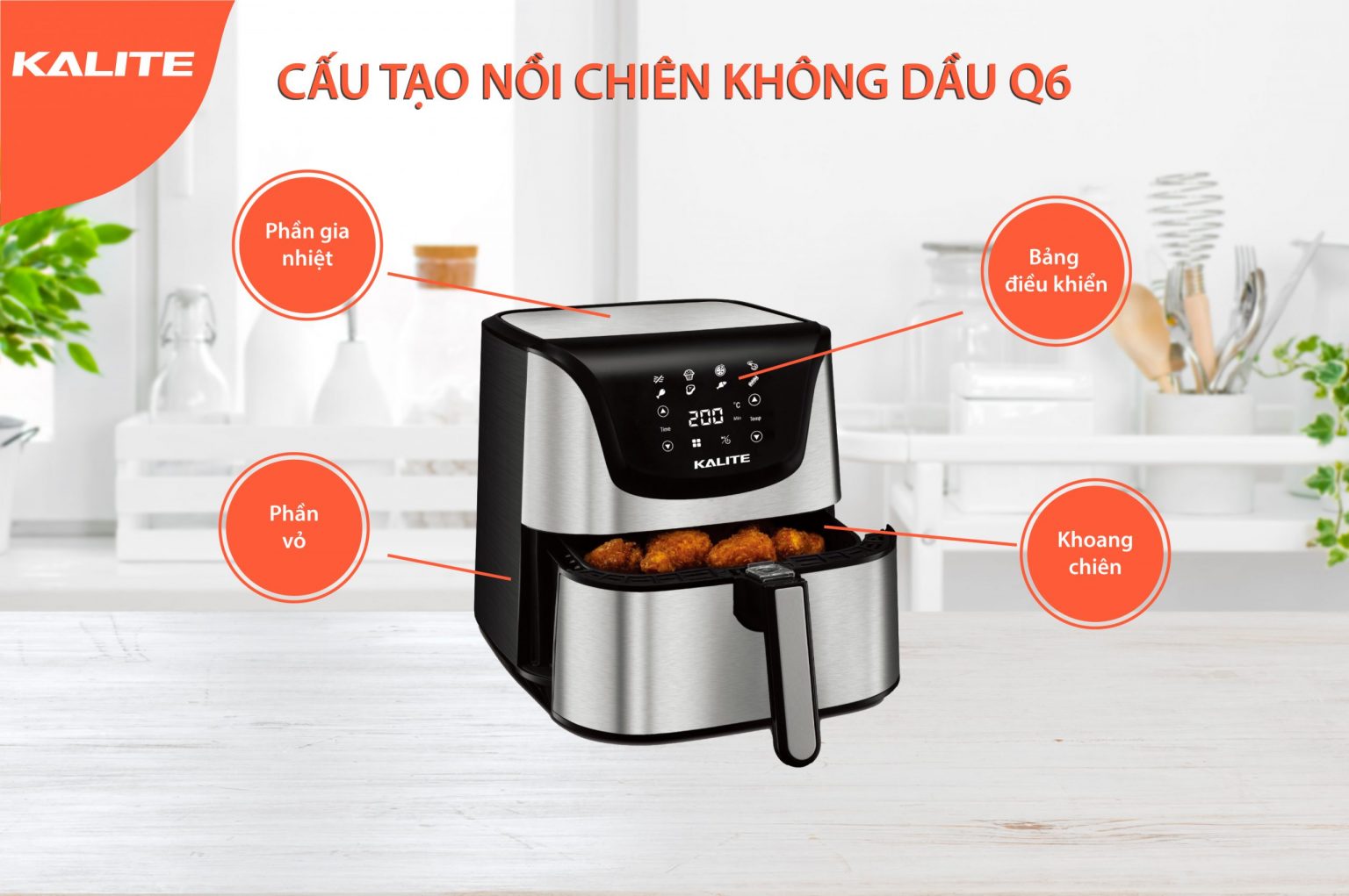 Nồi chiên không dầu đa chức năng KALITE Q6 Cao Cấp Chính Hãng