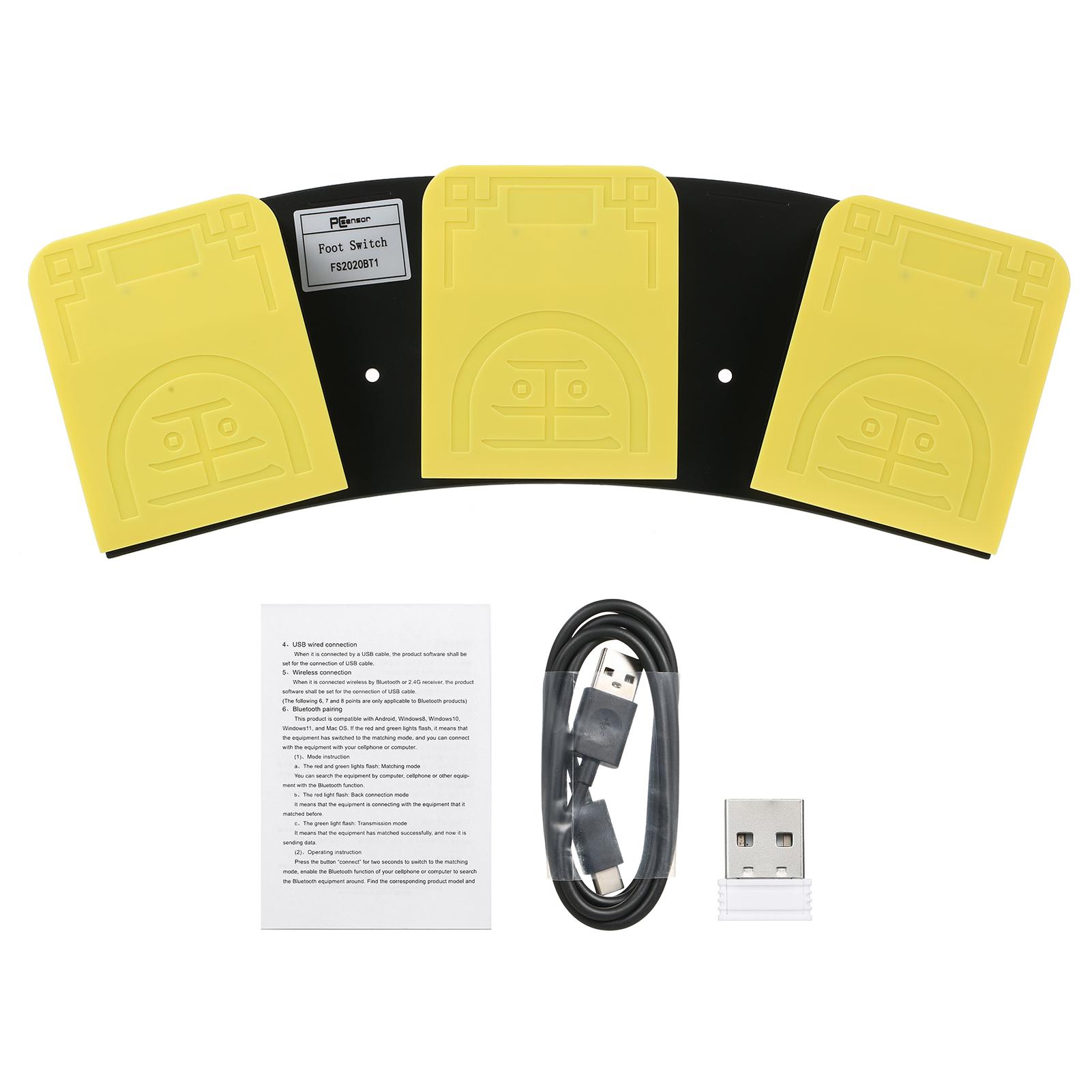 FS2020BT1 Triple Foot Switch Multifunctional Customized Foot Pedal USB+BT Dual-mode Connection Mechanical Switch Wide Application