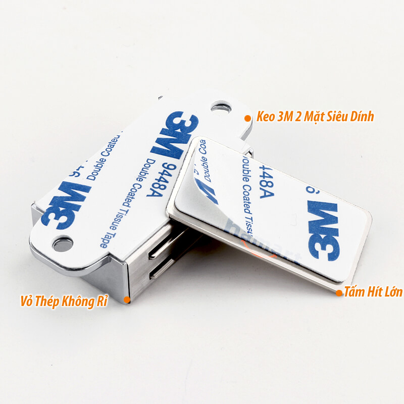 Nam Châm Cửa Ra Vào Keo Dán 3M Bản Lớn Chốt Chặn Giữ Cố Định Ngăn Kéo Tủ Quần Áo Hút Siêu Mạnh
