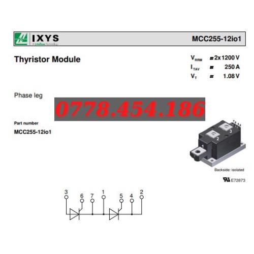 Linh kiện công suất THYRISTOR MODULE MCC25512IO1
