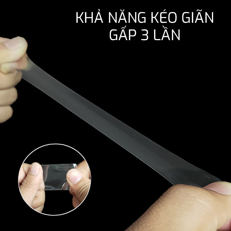 Băng keo dán nano 2 mặt siêu dính trong suốt dày 1mm dài 2m rộng 3cm và 5cm