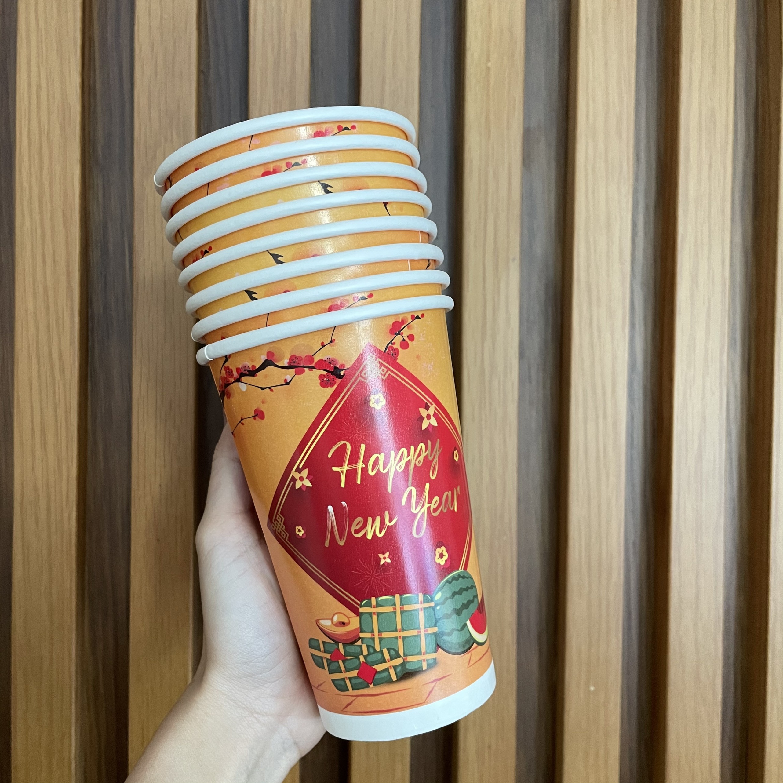 Ly giấy 16oz~472ml - Lốc 20 ly giấy có họa tiết