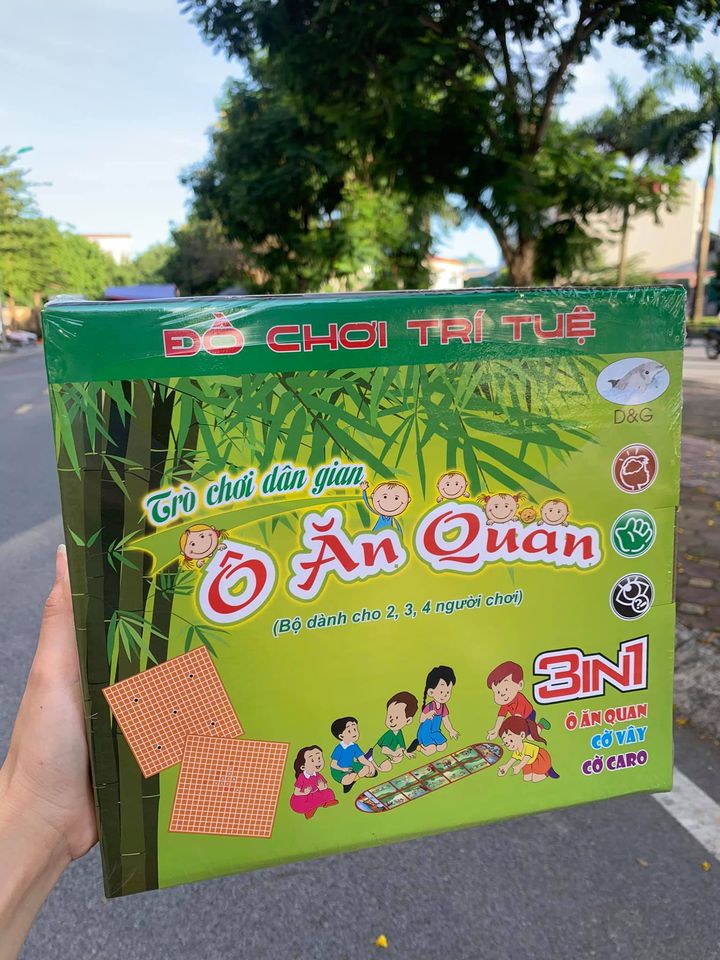 Đồ chơi trí tuệ 3 in 1 - Ô Ăn Quan - Cờ Vây - Cờ Caro - Trò Chơi Dân Gian