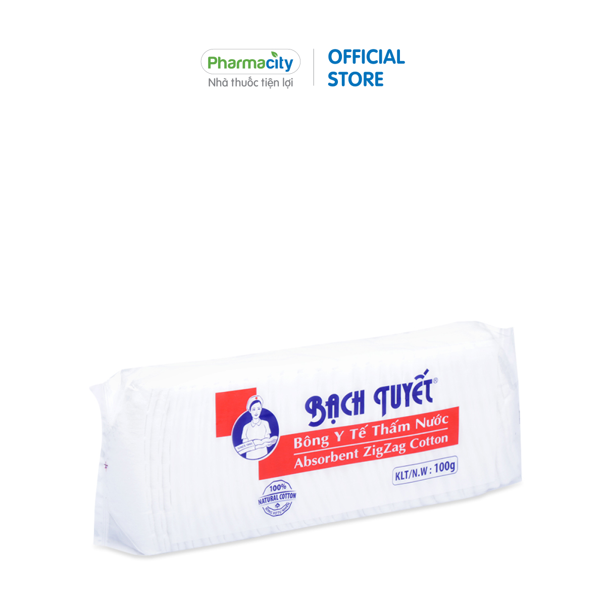 Bông y tế thấm nước miếng zigzag Bạch Tuyết (100g)