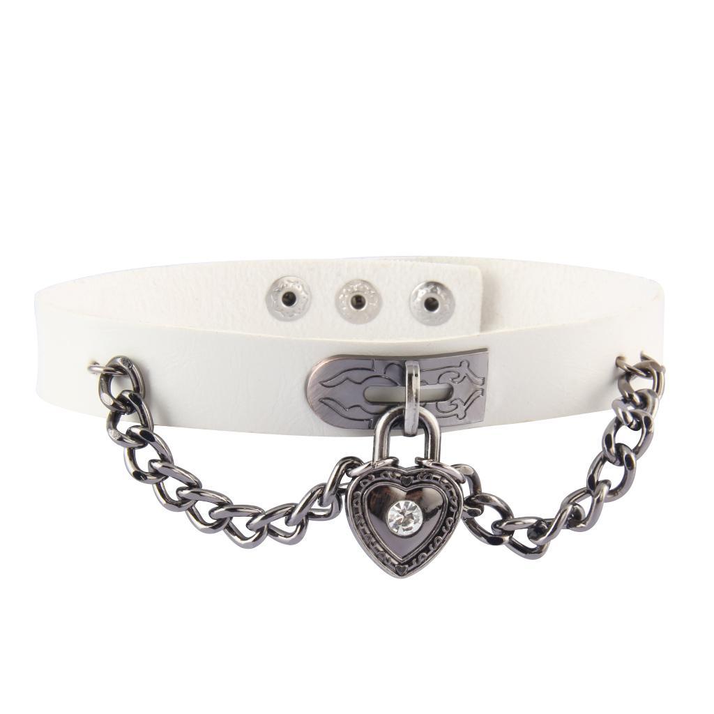 Vintage Fashion PU Choker Necklace Love Heart Alloy Pendant Collar