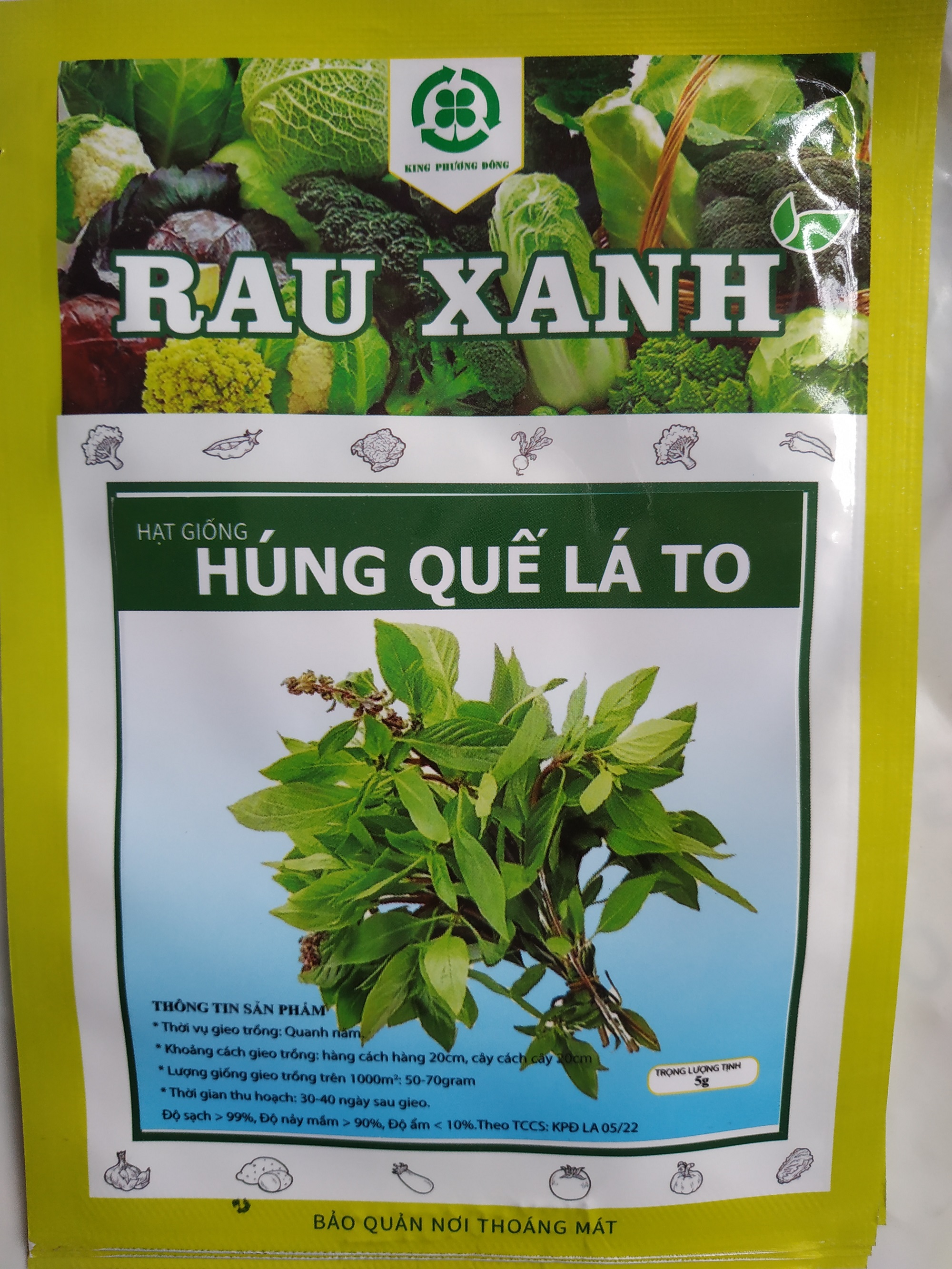 Combo 5 gói Hạt giống HÚNG QUẾ LÁ TO - gói 5 gram