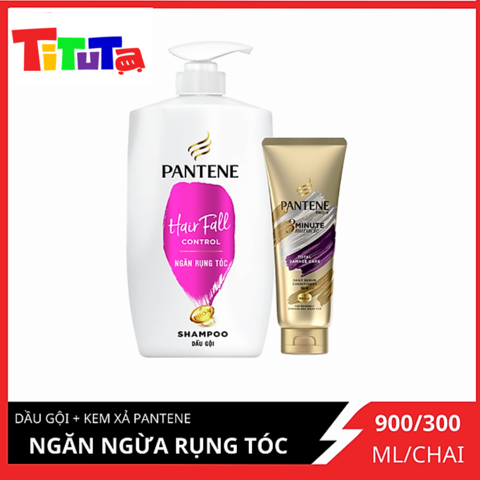 Dầu gội Pantene Ngăn rụng tóc 900ml tặng kèm Kem xả 3 phút diệu kỳ 300ml cao cấp từ Pantene