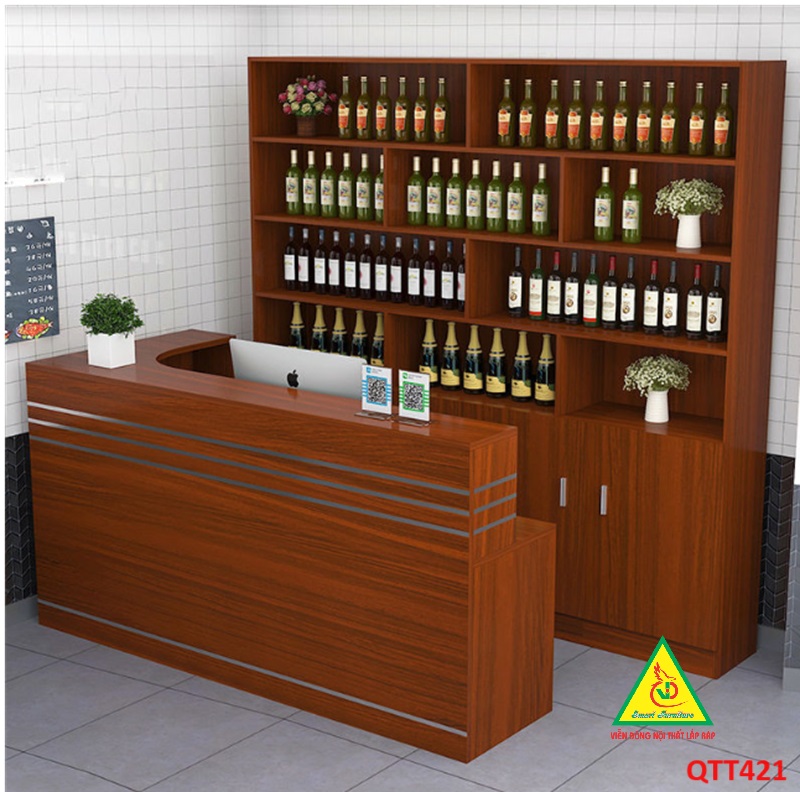 QUẦY LỄ TÂN, QUẦY TIẾP TÂN, QUẦY TÍNH TIỀN, QUẦY THU NGÂN QTT421- Nội thất lắp ráp Viễn Đông Adv