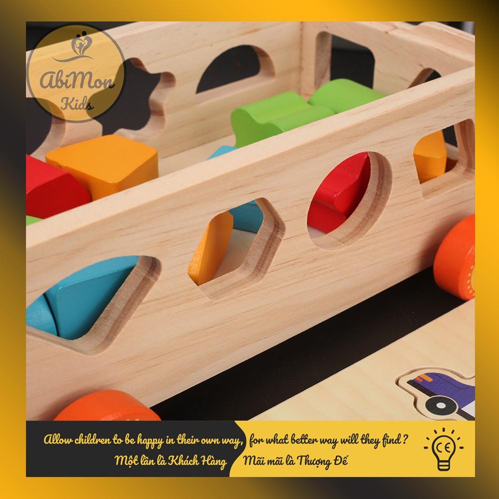 Xe Kéo Gỗ Thả Số Và Hình Khối Cho Bé ️ Montessori cao cấp