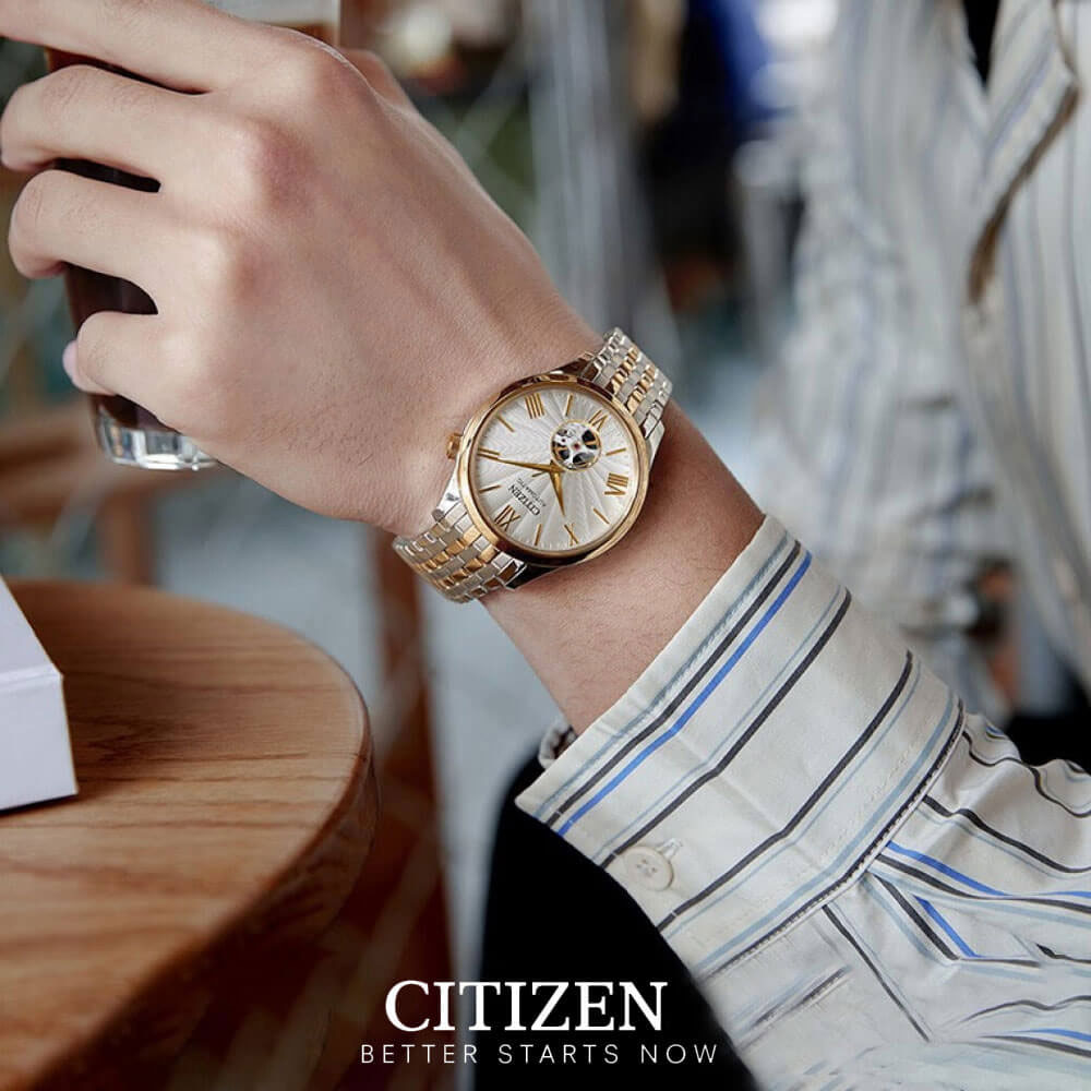 Đồng Hồ Nam Citizen Automatic NH9136-88A - Cơ Lộ Máy - Dây Kim Loại - Kính Sapphire - Mặt Trắng