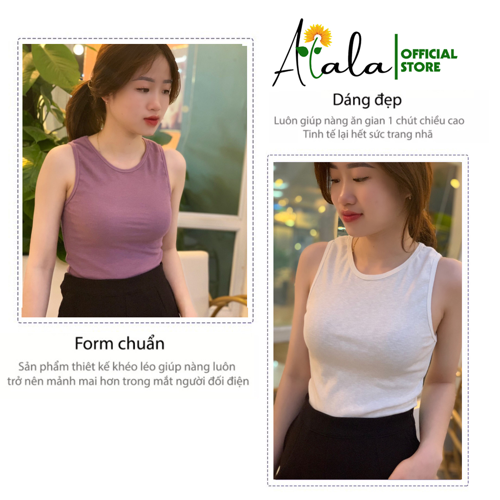 Áo croptop nữ Alala sát nách ba lỗ len tăm không tay kiểu ôm body tank top co giãn tốt