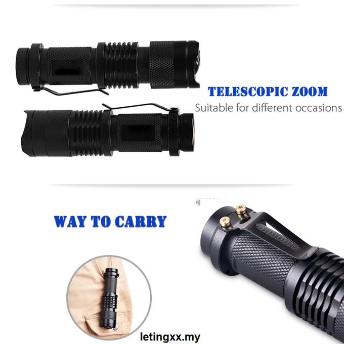 CREE Đèn Pin Mini Tia Uv 365nm 395nm Màu Đen Tiện Dụng