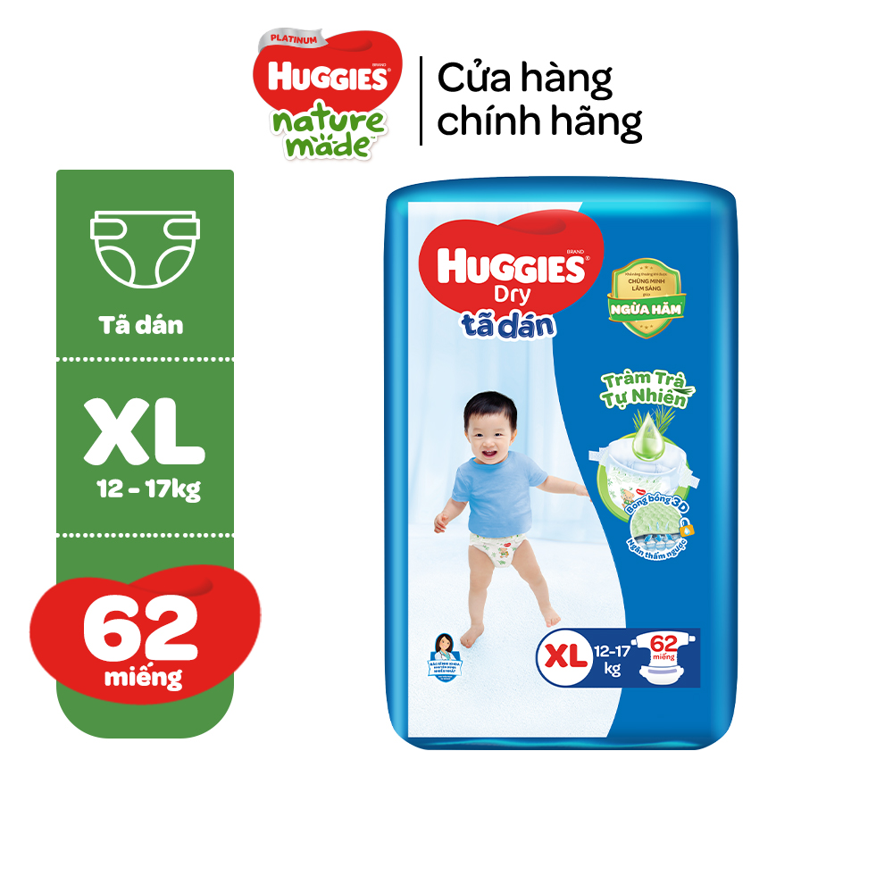 Tã/bỉm dán Huggies Skincare Super Jumbo M76/L68/XL60/XXL54