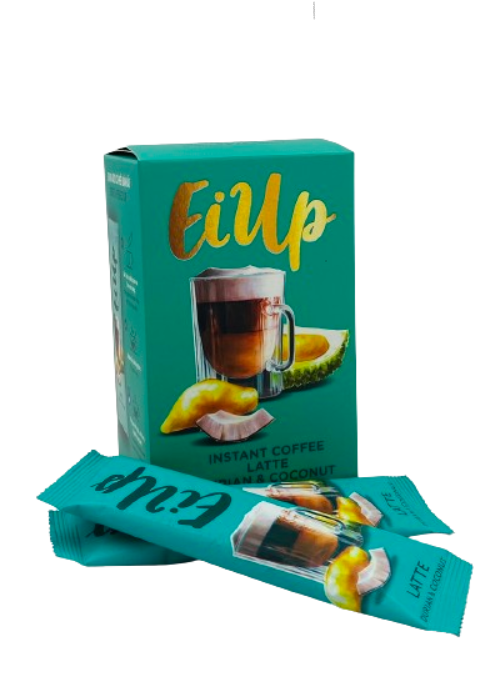 EiUp Cà Phê Hoà Tan Latte Sầu Riêng Dừa  hộp 12 gói