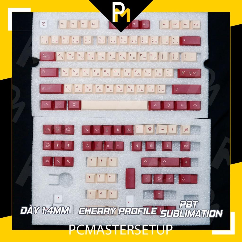 Keycap pbt Darling Song Ngữ Cherry profile in 5 mặt chuyển nhiệt cao cấp 129 phím