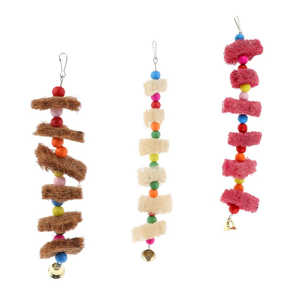 Pet Bird Cage Swing Perches Stand Platform Chew Climb Bell Toy