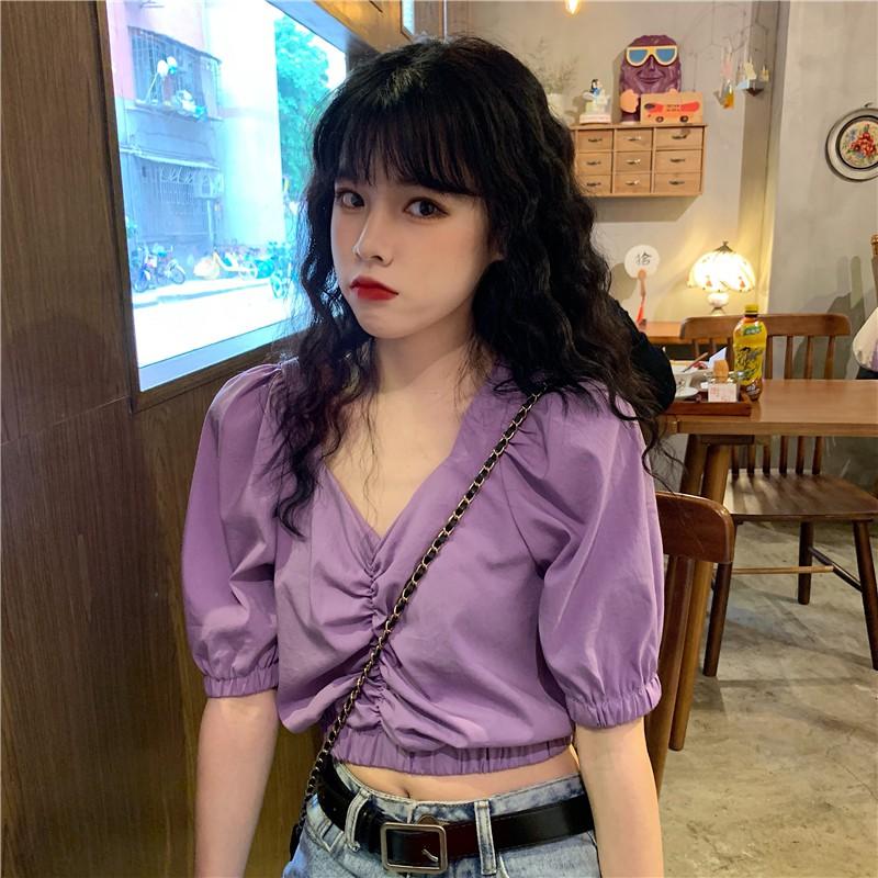 Áo croptop kiểu sơ mi nữ Ulzzang Quảng ASC89