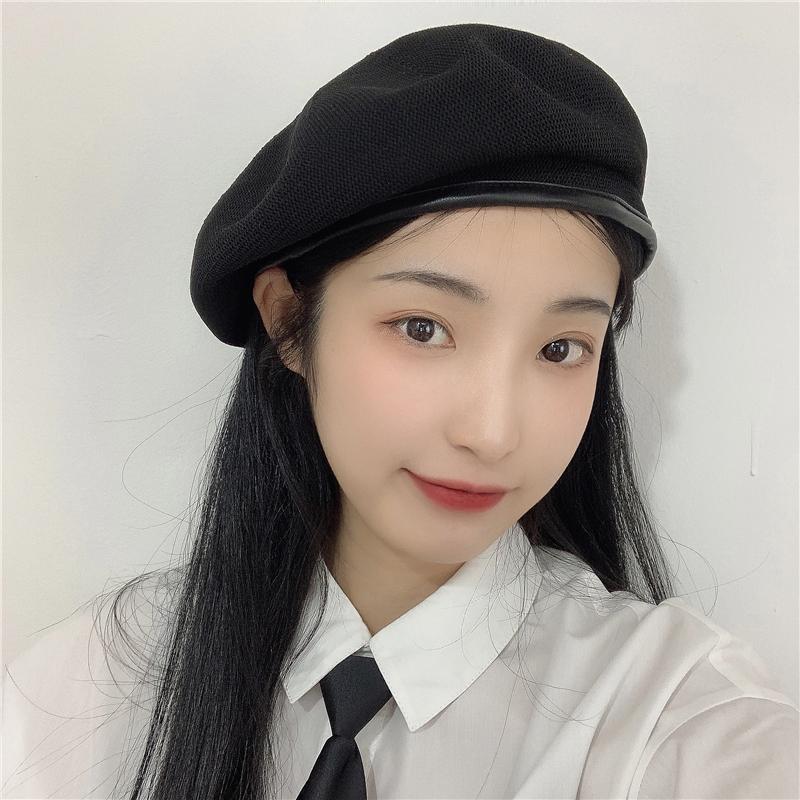 MŨ NỒI BERET NỮ ULZZANG MAXSHOPDOC NÓN DẠ VIỀN DA CÓ DÂY NỚI CHỈNH