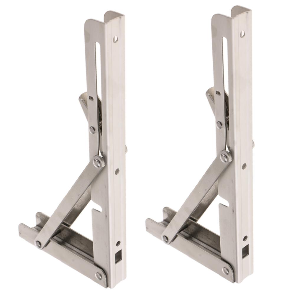 2Pcs Stainless Steel Foldable Shelf Bracket Rack Wall Hanging Holder