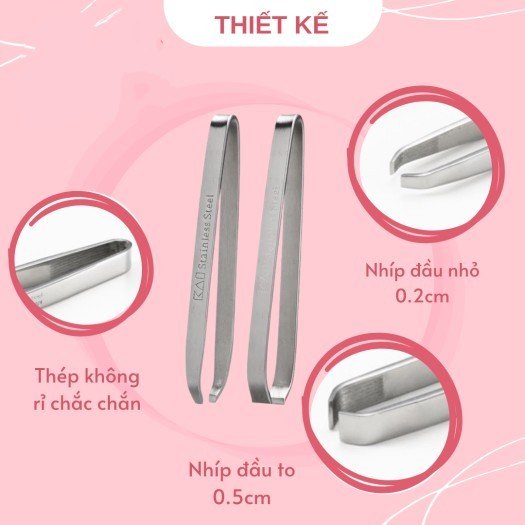 Hình ảnh Nhíp Nhổ Lông Mày Bằng Thép Không Gỉ Kai Tweezer 4959-HK0421 (Combo Nhíp Và Set Mini )