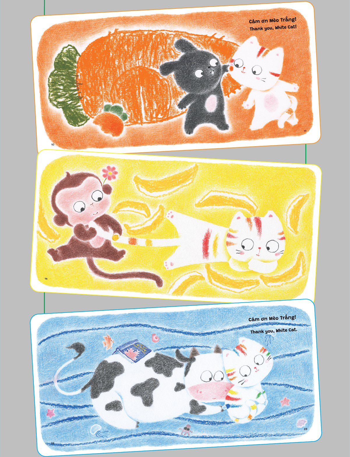 Picture Books Song Ngữ - Bé Mèo trắng nhiều màu sắc – A Colourful Kitty - Bộ Sách Phát Triển IQ-EQ Đầu Đời Cho Bé ( 0-4 tuổi )