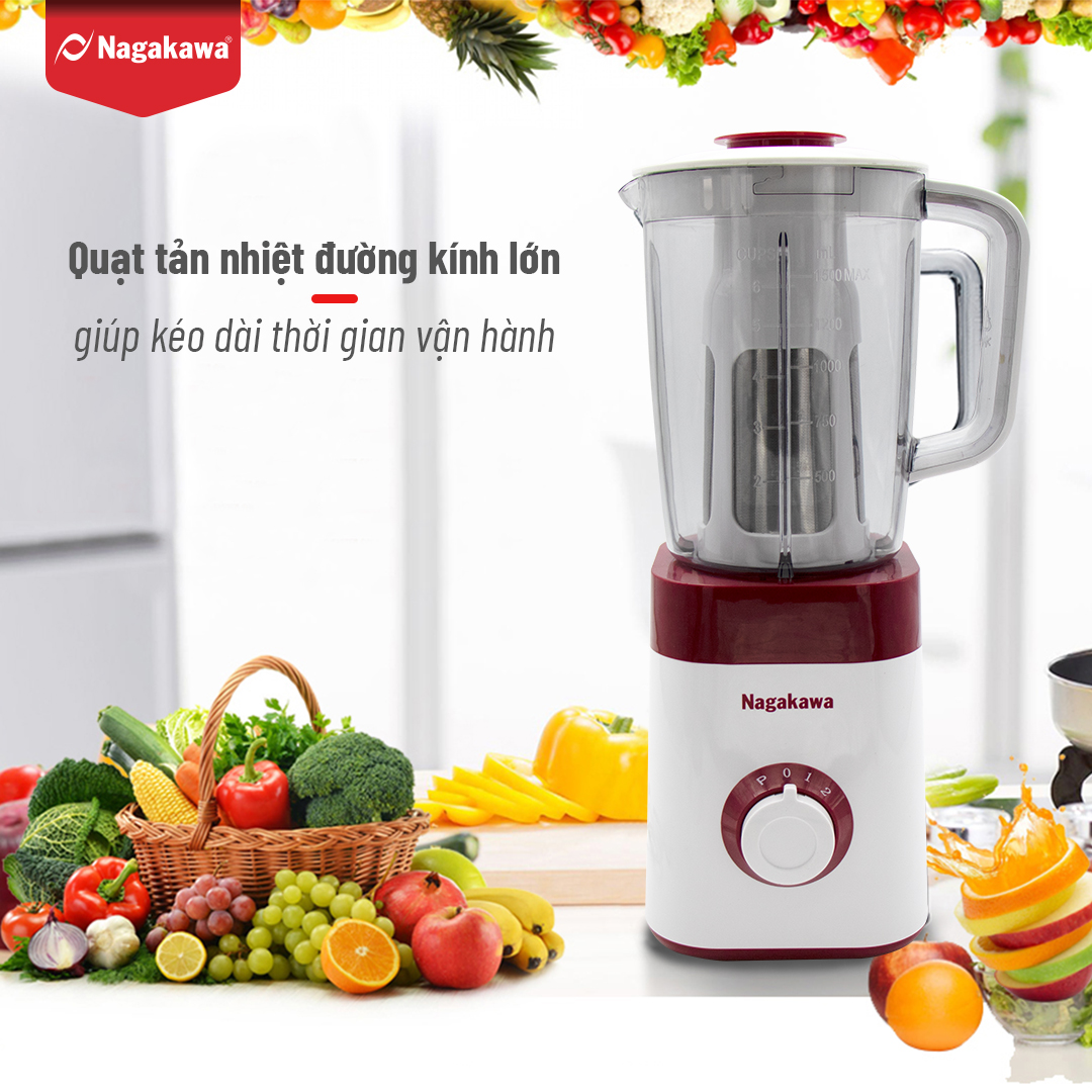 Máy Xay Sinh Tố 3 Cối Nagakawa NAG0816 (450W - 1.5 Lít) - Hàng Chính Hãng
