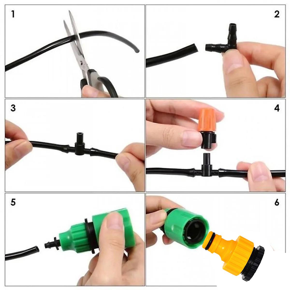 Bộ Kit Tưới Cây Phun Sương 10/15/20 Béc Đơn Cam Đầy Đủ