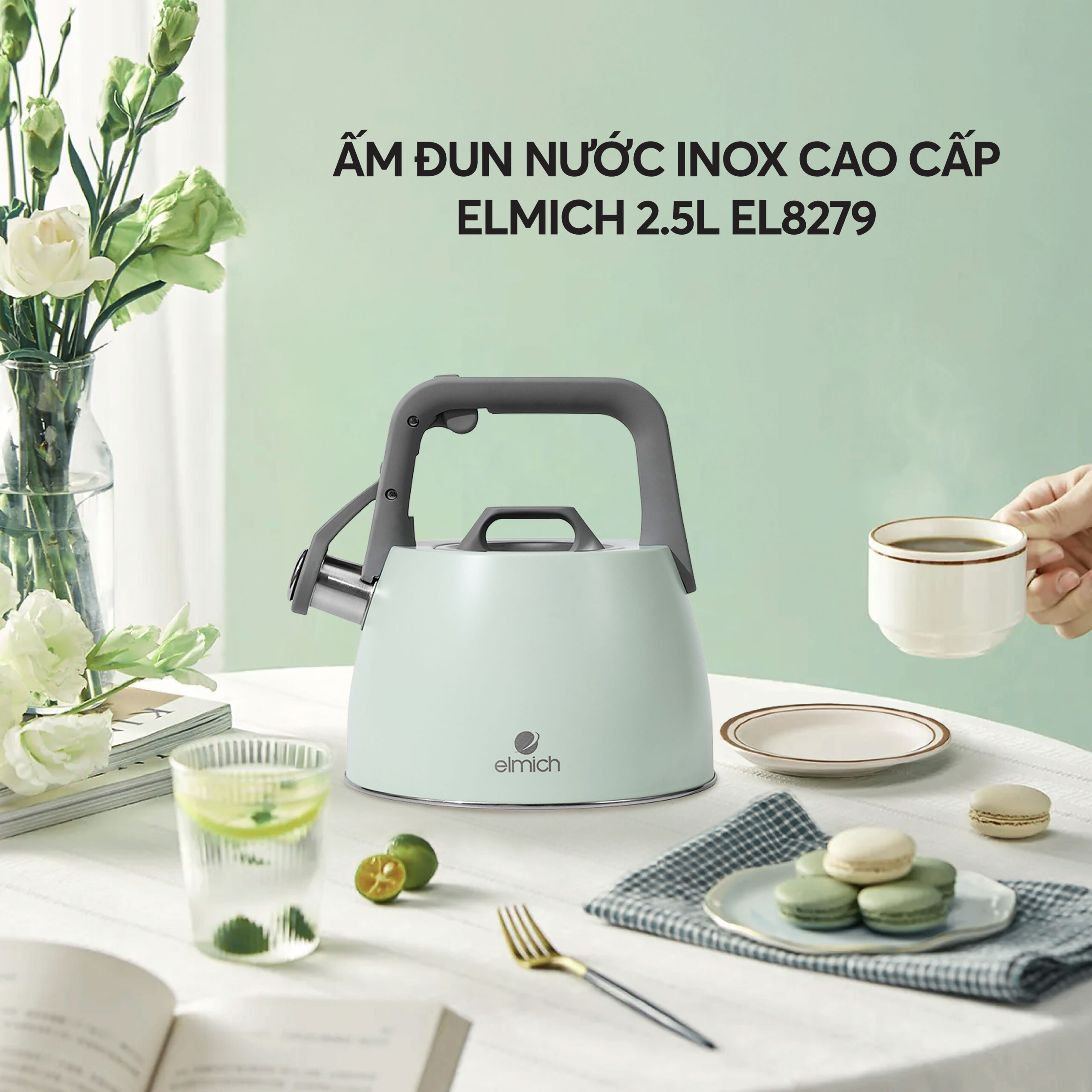 Ấm Đun Nước Trên Bếp Elmich EL8279 2.5L, Hàng Chính Hãng, Inox 304, Còi Báo Tự Động - JoyMall