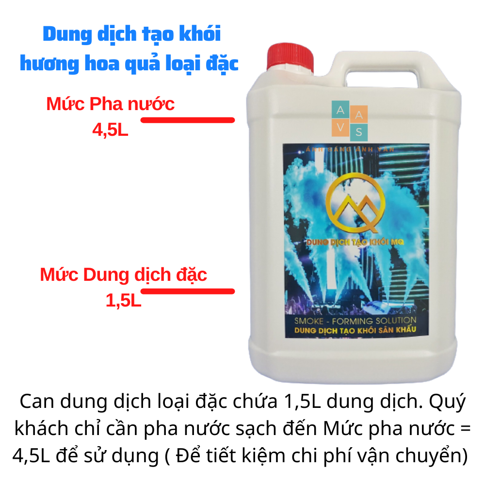 Dung Dịch Tạo Khói Sân Khấu Hương Hoa Quả Thiên Nhiên MQ Smoke Loại Đặc Chưa Pha Nước | Dầu tạo khói | 1 Can Chứa 1,5 L