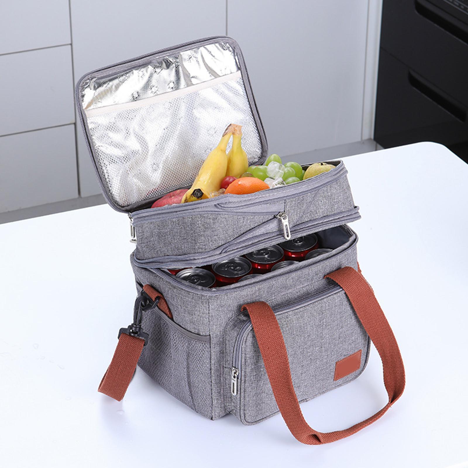 Reusable Adult Lunch Box with Adjustable Strap Front Pocket for Picnic Beach