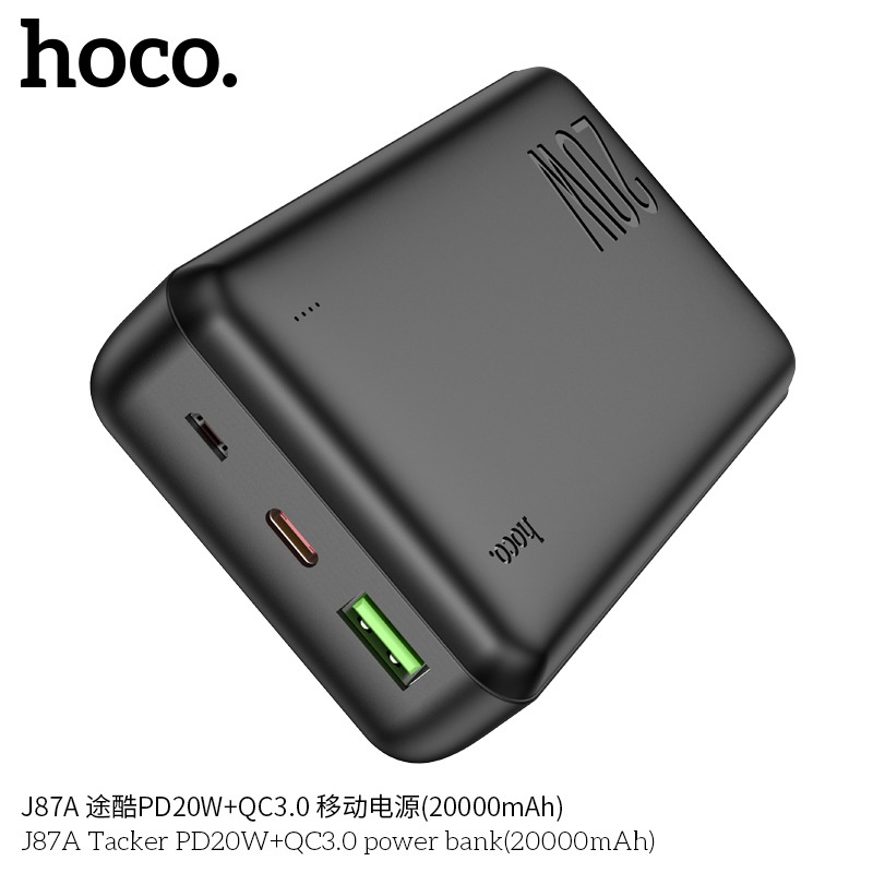 Pin Sạc Dự Phòng Dành Cho Hoco J87A 20000mah, Sạc Nhanh 20W, Pin Lithium Polymer, Nhựa ABS Chống Cháy, Có LED Hiển Thị Nguồn Điện - Hàng Chính Hãng