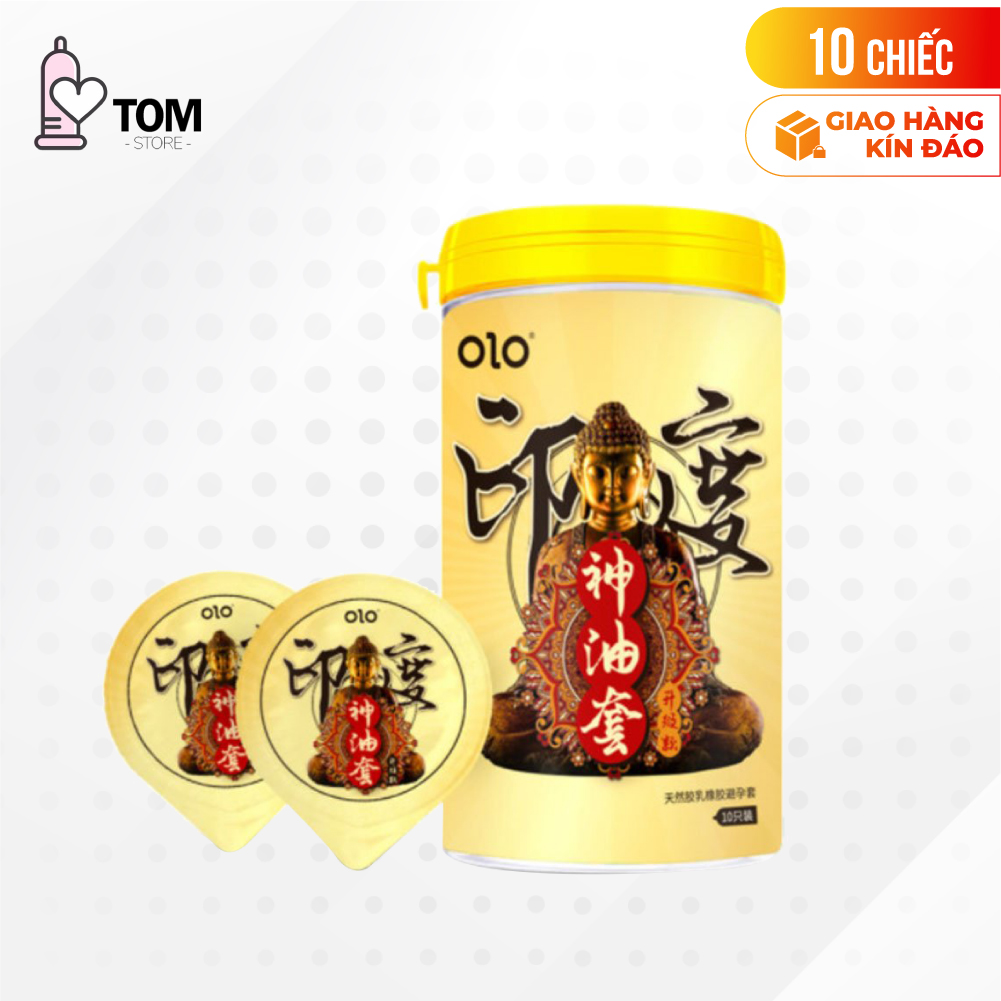 [Hộp 10 cái] Bao cao su OLO 0.01 Ống Phật tròn Performa - Gân gai, siêu mỏng, kéo dài thời gian