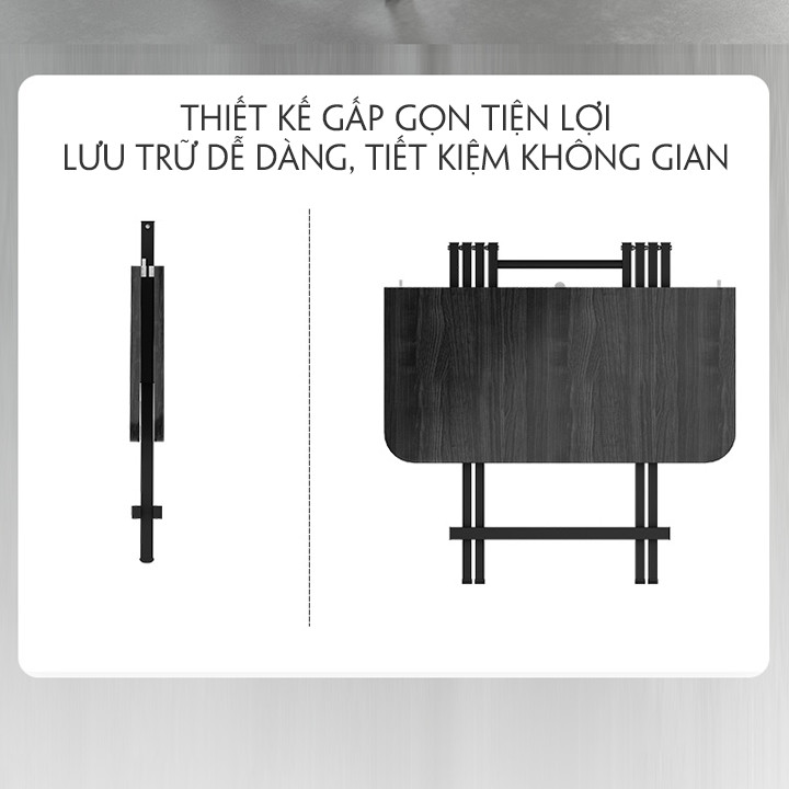 Bộ Bàn Ăn Gấp Gọn Thông Minh - Trắng - Dài x Rộng x Cao: 100x60x74CM