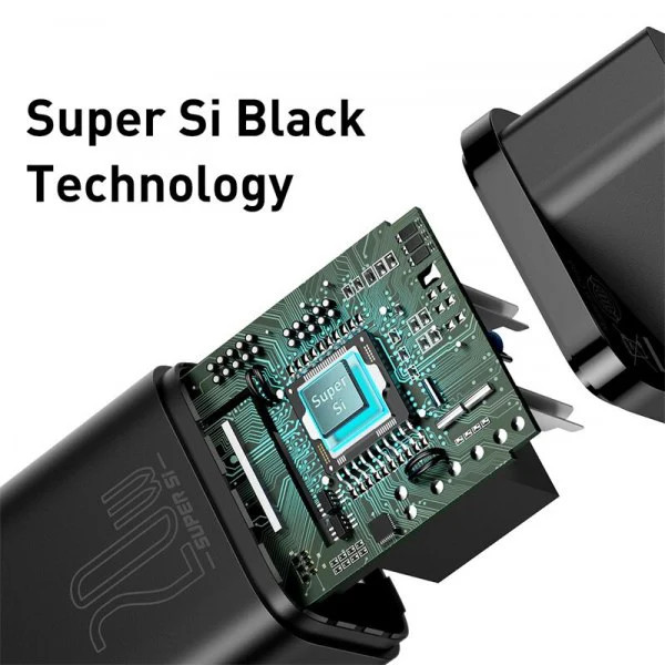 Cóc củ sạc adapter hỗ trợ sạc nhanh 20W chuẩn PD 3.0 Type-C hiệu Baseus Super Sl Quick Charger trang bị chip sạc thông minh (phiên bản đầu cắm US-UK) - Hàng nhập khẩu
