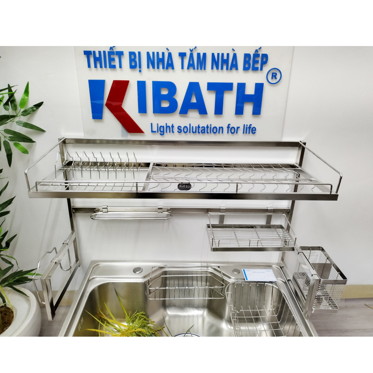 Kệ Úp Chén Trên Bồn Rửa Kibath Inox 304 1 Tầng, KB-909