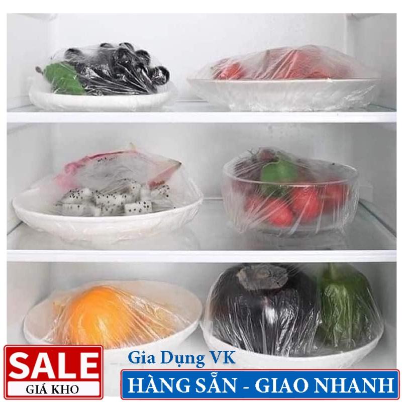 Set 100 Màng Bọc Thực Phẩm Túi Gấu, Màng Bọc PE Có Chun Co Giãn Tái Sử Dụng Nhiều Lần - Loại Đủ