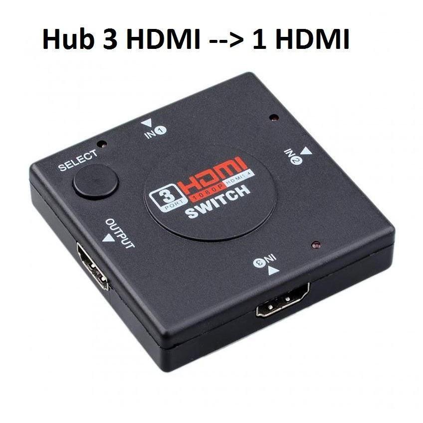 Hub 3 HDMI --&gt; 1 HDMI Kết nối tối đa ba thiết bị HDMI với TV hoặc màn hình HDMI