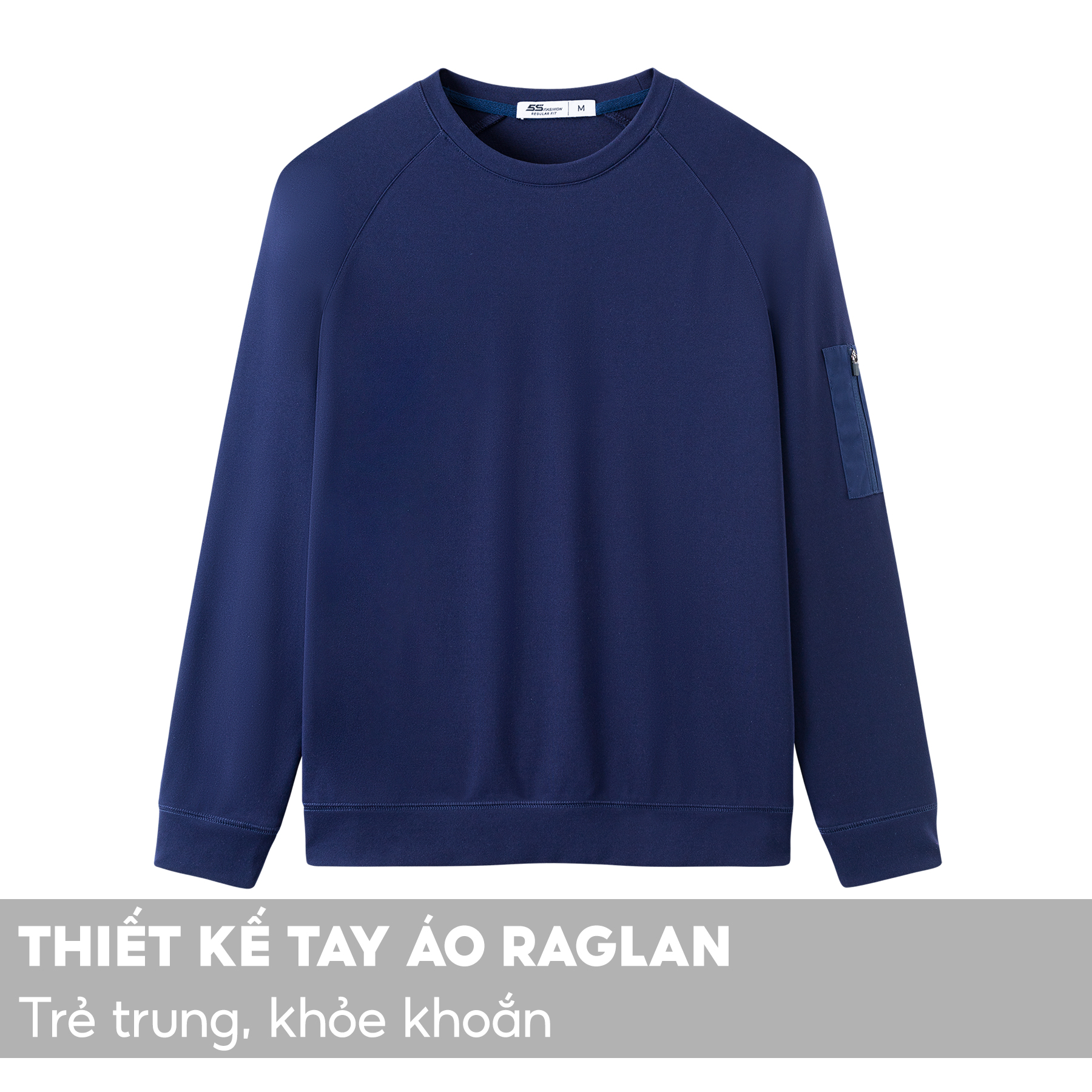 Áo Sweater Nam 5S FASHION Chất Rayon, Cổ Tròn, Thiết Kế Tay Raglan Có Túi Kéo Khóa Trẻ Trung, Khỏe Khoắn (ANO23002)