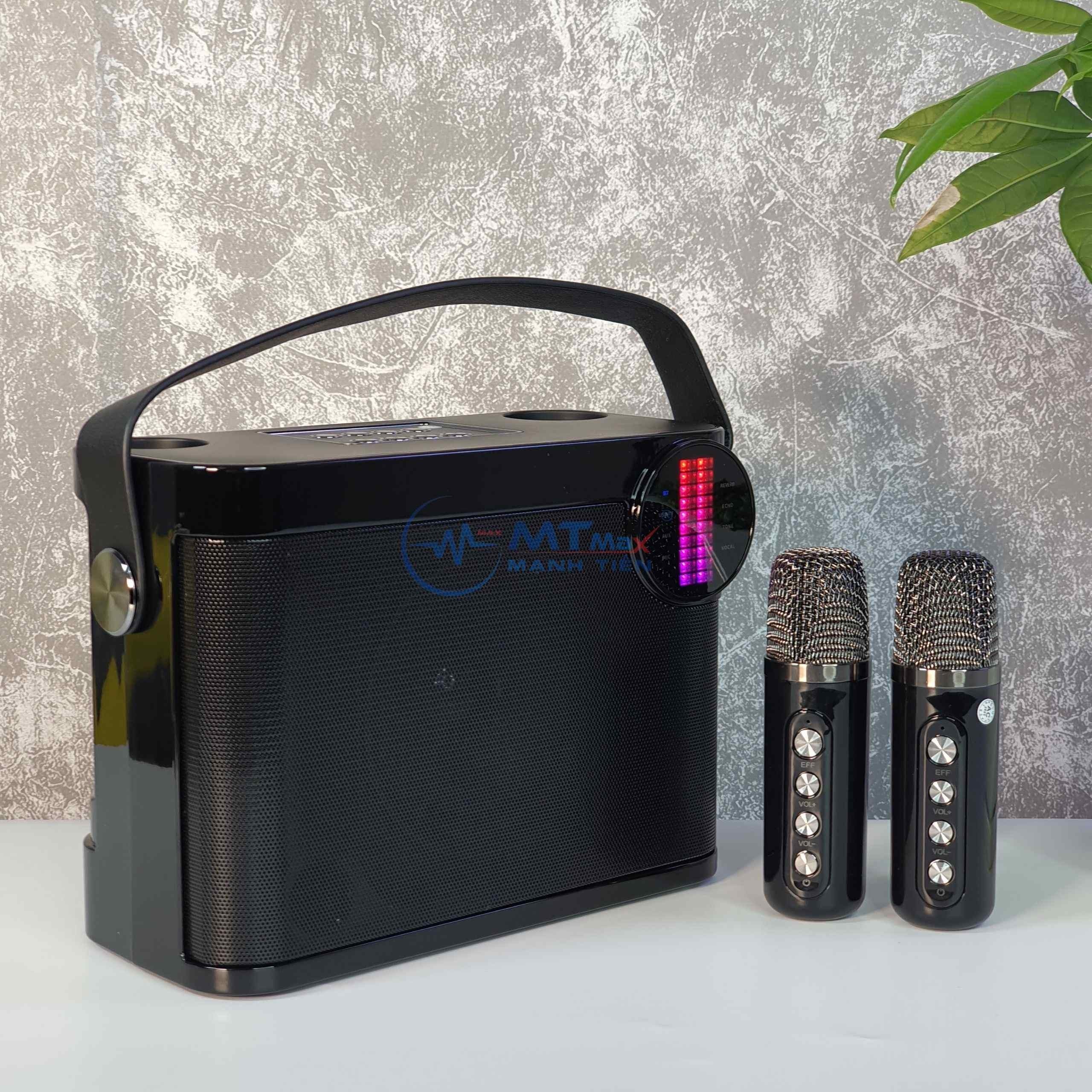 Loa Bluetooth Karaoke Du Lịch Mini YS210 Bluetooth Hỗ Trợ USB/TF/AUX Màn Hình Led Kèm Theo 2 Micro