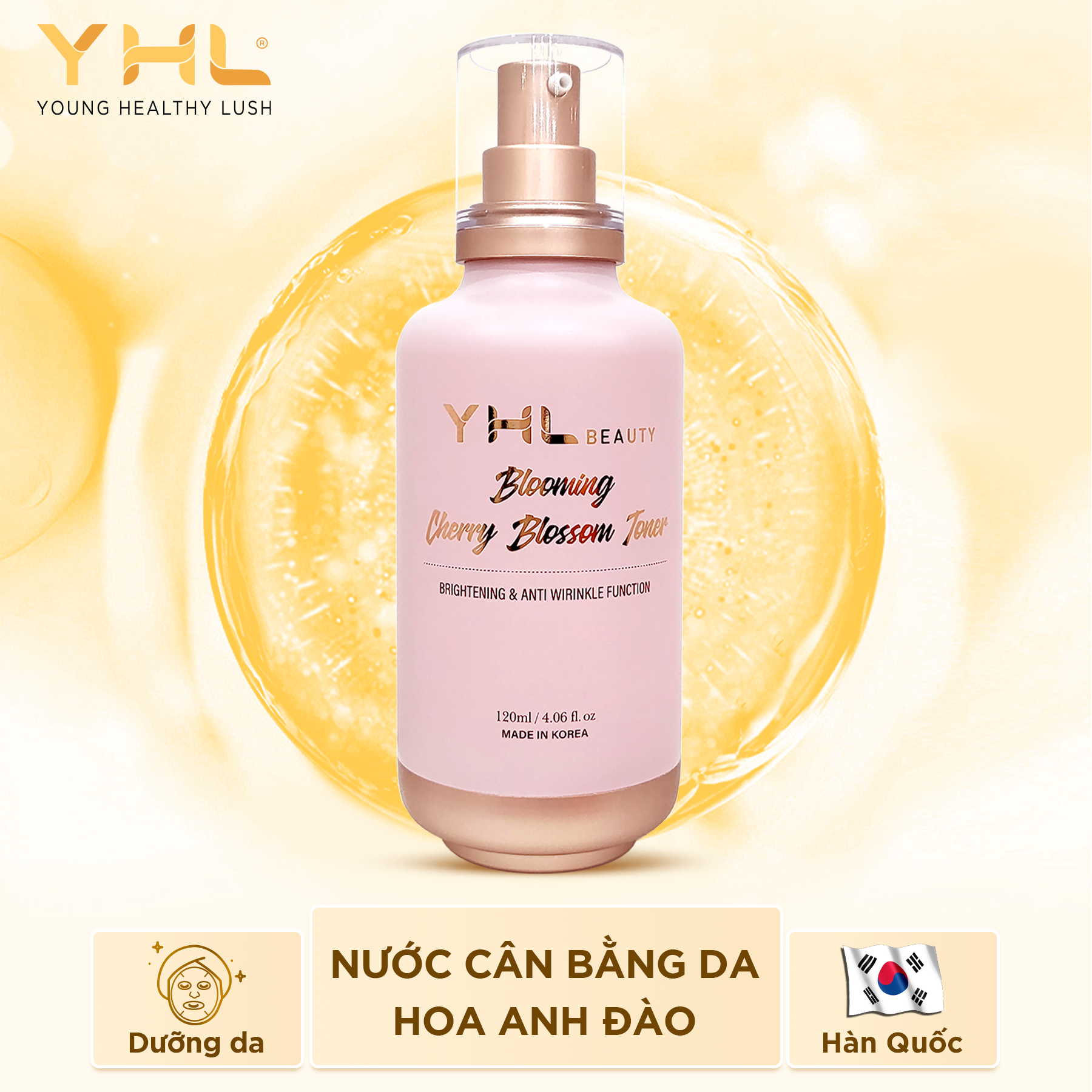 Nước cân bằng da hoa anh đào YHL 120ml Hàn Quốc