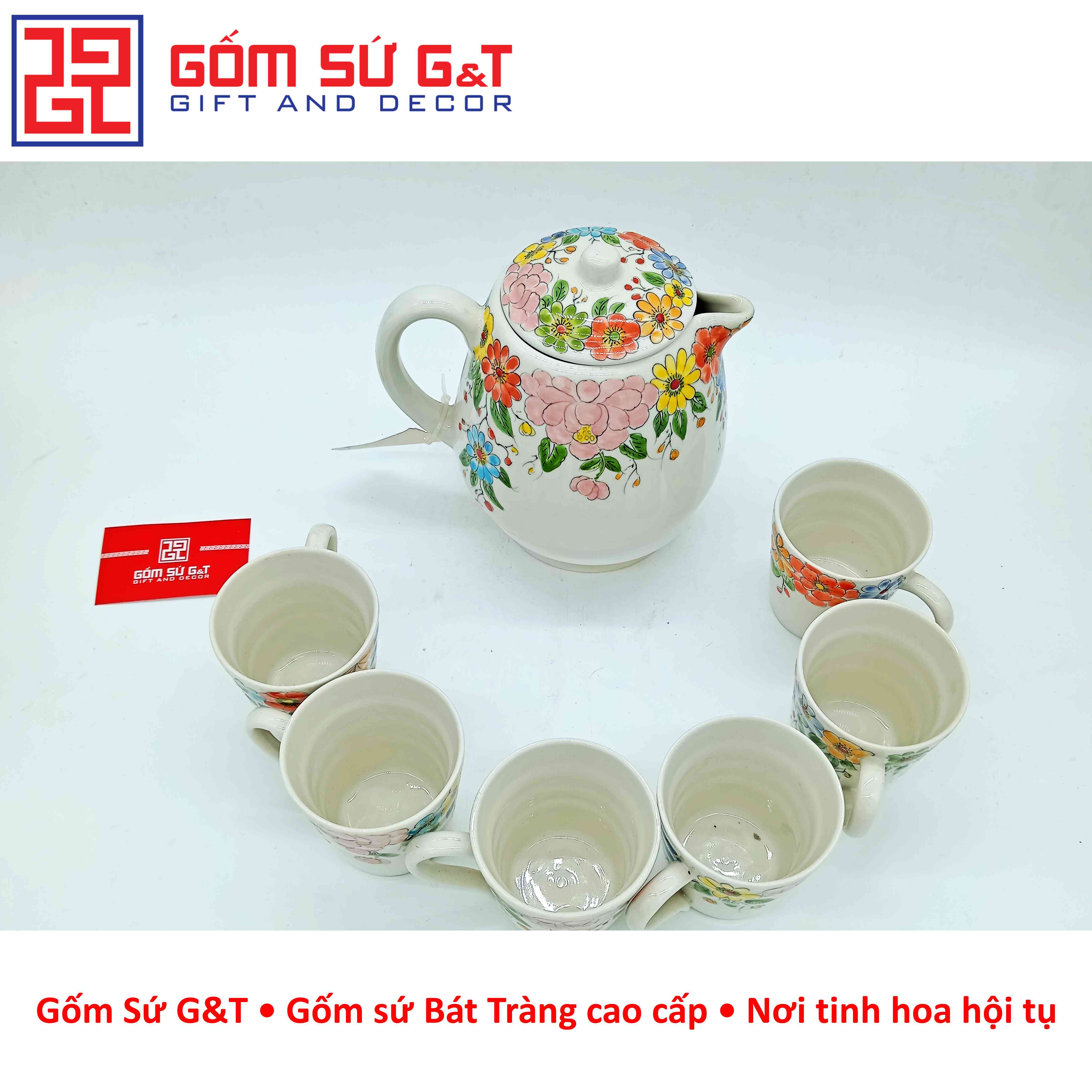 Bộ tích trà vẽ ngàn hoa Gốm Sứ G&amp;T